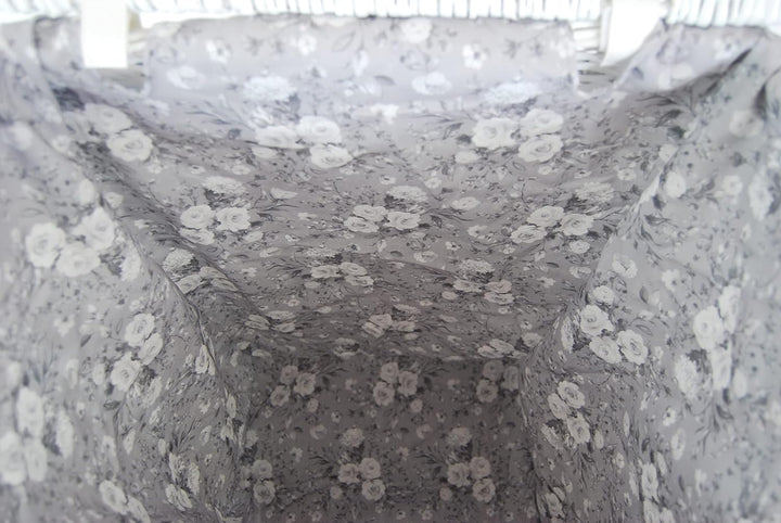 Wäschekorb Wäschetruhe Weide weiss Blumenmuster grau 40x30 H.55
