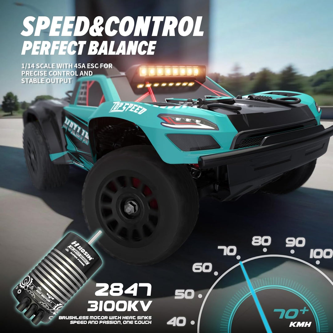 Hosim Ferngesteuertes Auto ab 14 Jahre, Moxlin 1:14 Brushless RC Auto für Erwachsene 75KM/H High Spe