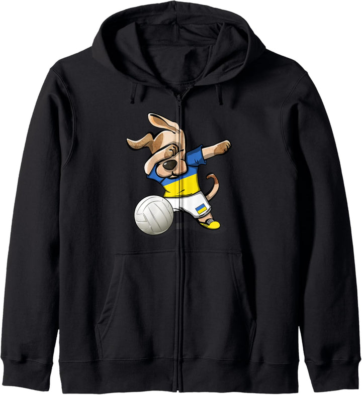 Tupfender Hund Ukraine Volleyball Ukrainische Flagge Sport Kapuzenjacke