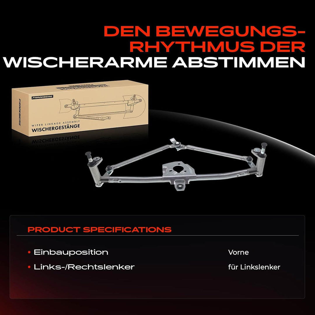 Frankberg 1x Scheibenwischer Wischergestänge ohne Motor Vorne Kompatibel mit A3 8L1 1996-2000 O.c.t.