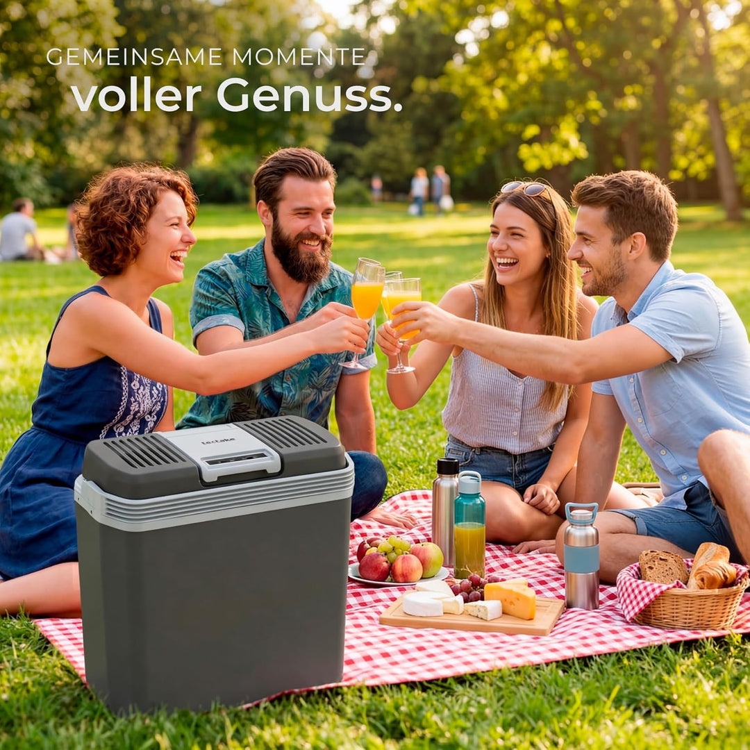 tectake® elektrische Kühl- und Wärmebox, 20 l Fassungsvermögen, mit ECO-Modus, Steckdosen- und Autoa