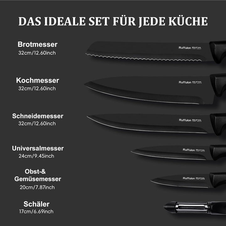 Messerset,Messerblock Kochmesser Set Edelstahl Messer Set Küche,6-teilig Küchen messer Set,Scharfe K