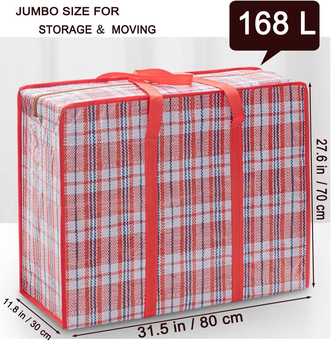 Robuste Jumbo-Umzugstaschen, 168 l, übergrosse Organizer-Aufbewahrungstaschen mit robusten Reissvers