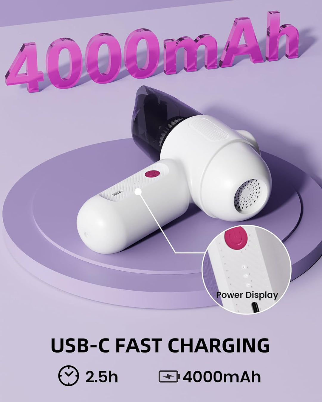 Handstaubsauger Akku 4in1,8KPA Mini Staubsauger Kabellos,Auto Staubsauger mit Waschbar HEPA für Küch