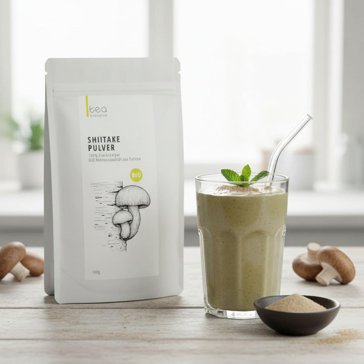 Bio Shiitake Pulver - 100% Fruchtkörper aus Europa – Vitalpilz Pilzpulver, fein gemahlen im Shellbro