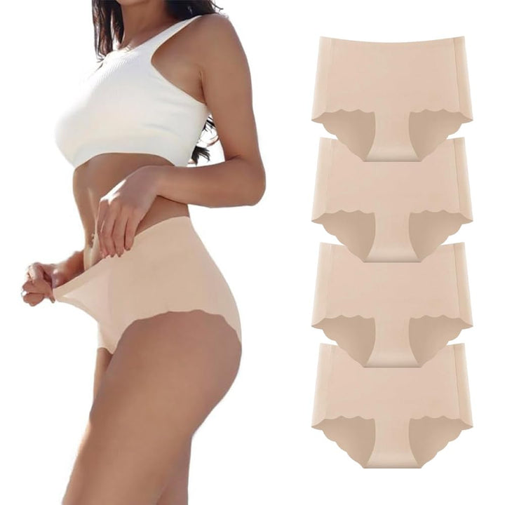 Unterhosen Damen,Nahtlos Slips Unterwäsche Frauen,Hohe Taille Panties,No Show Panties,Mehrpack 4Er P