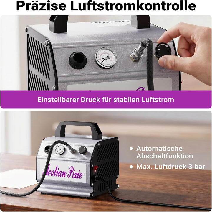 Airbrush Kompressor AS176 kompakt Airbrushkompressor 3 bar Einzylinder