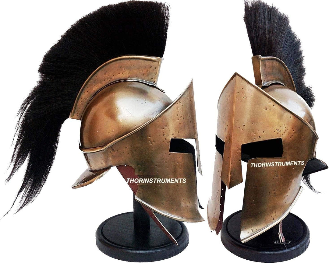 Mittelalter Rüstung King Leonidas Griechischer Spartan 300 Römischer Halloween Helm mit schwarzem Ho