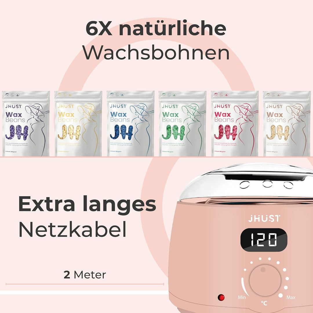 Wachswärmer-Set Pink mit 600g Wachsperlen & viel Zubehör, inkl. After-Wachs-Spray, Wachsset Waxing P