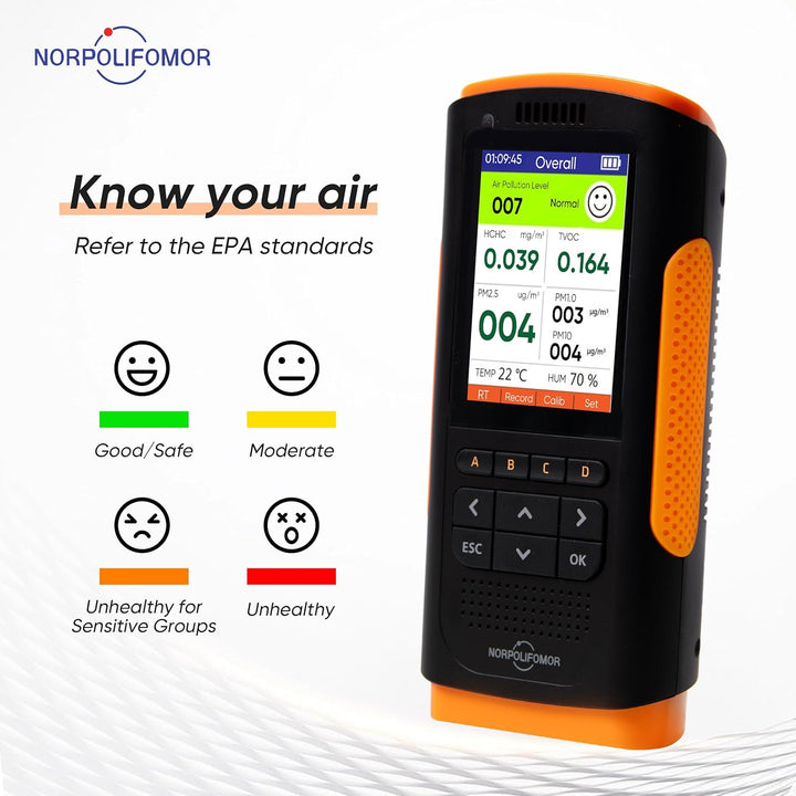 Norpolifomor Echtzeit-Luftqualitätsdetektor, AQI-Monitor, Messgerät, Formaldehyd-Behandlungs-Set, TV