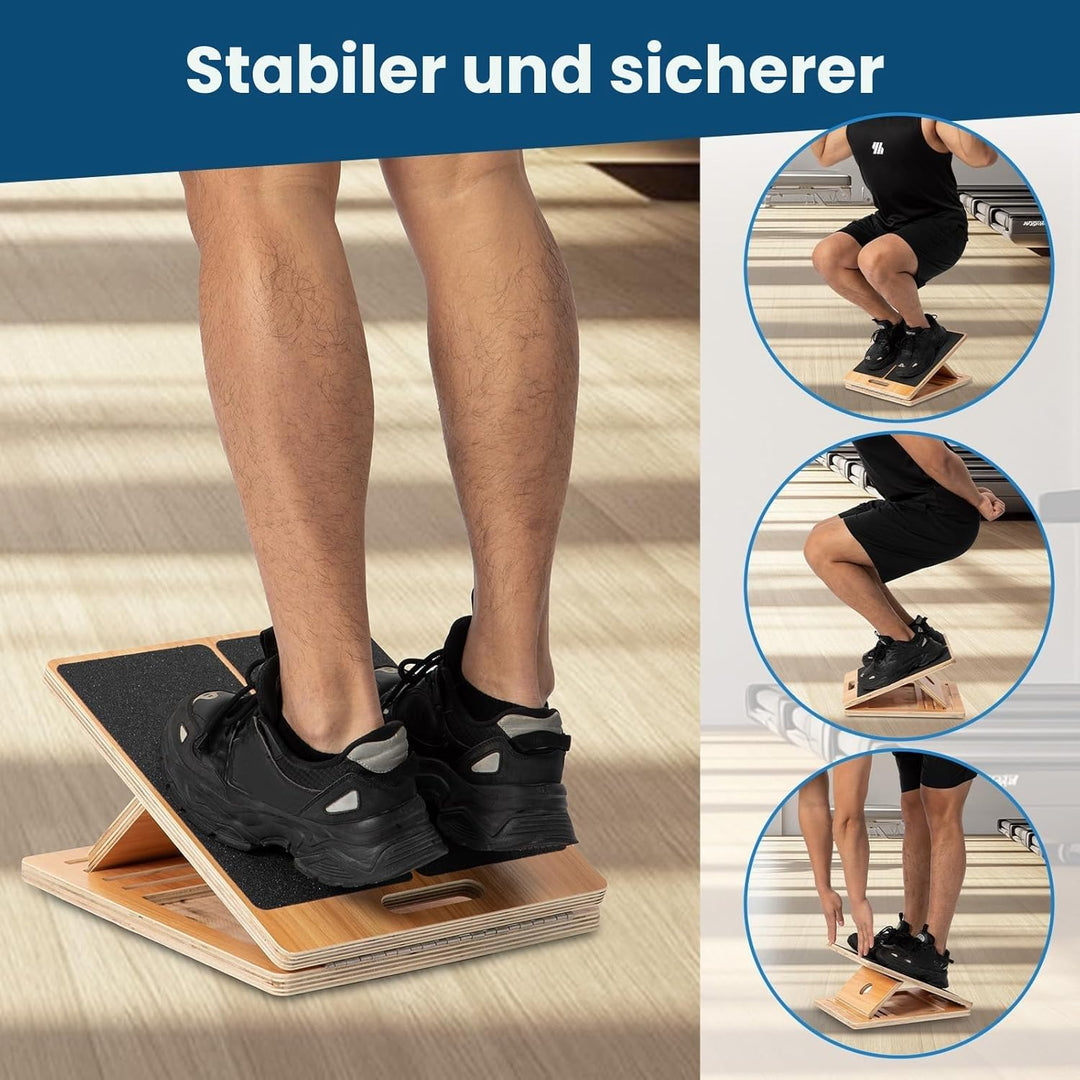 Tragbares Schrägbrett aus Holz von StrongTek für Dehnung und Rehabilitation – 5 Winkel einstellbar,