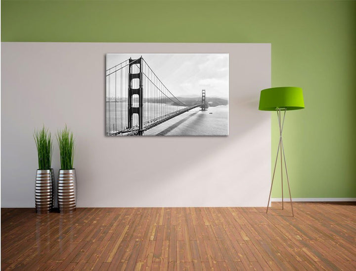 Pixxprint Golden Gate Bridge, San Francisco / 100x70cm Leinwandbild bespannt auf Holzrahmen/Wandbild