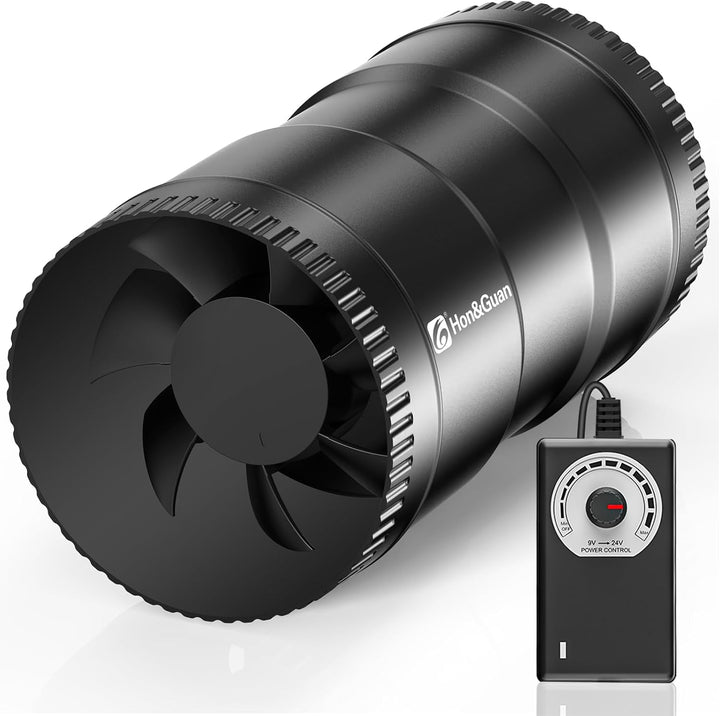 Hon&Guan 100mm Inline-Rohrventilator, 221m³/h Rohrlüfter Regelbar, Abluftventilator mit EU-Stecker,