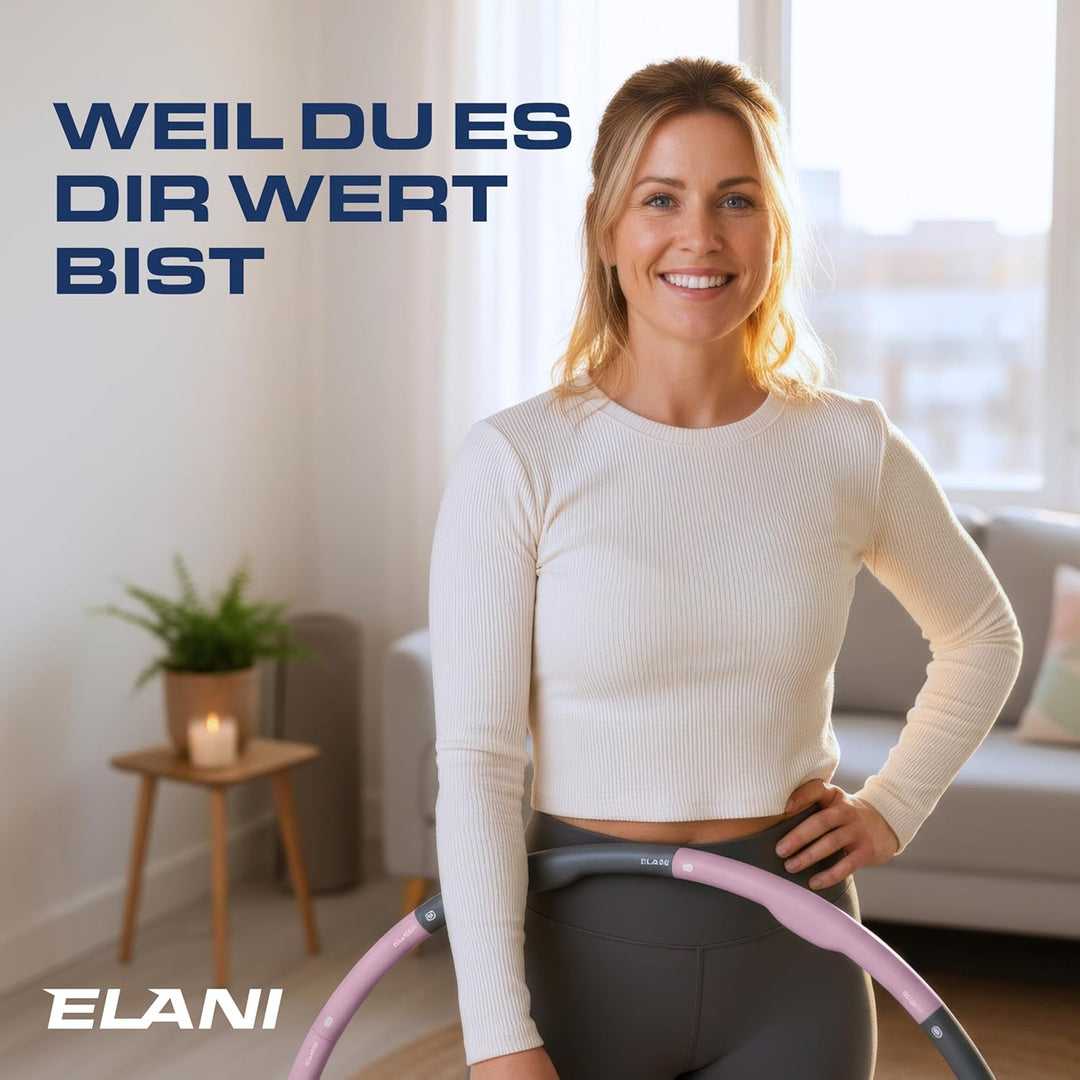 ELANI Hula Hoop Reifen Erwachsene - 90cm Durchmesser, mit Wellenform und Trainingsguide, indiv. anpa