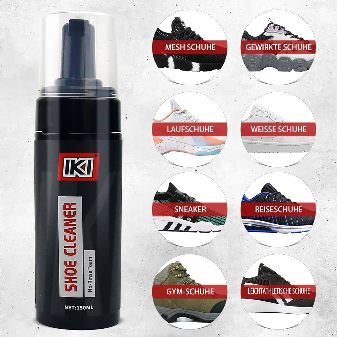 IKI Sneaker Reiniger Set – Schuhputzsets mit Sneaker Cleaner Bürste und Handtuch – Foam Schuhreinige