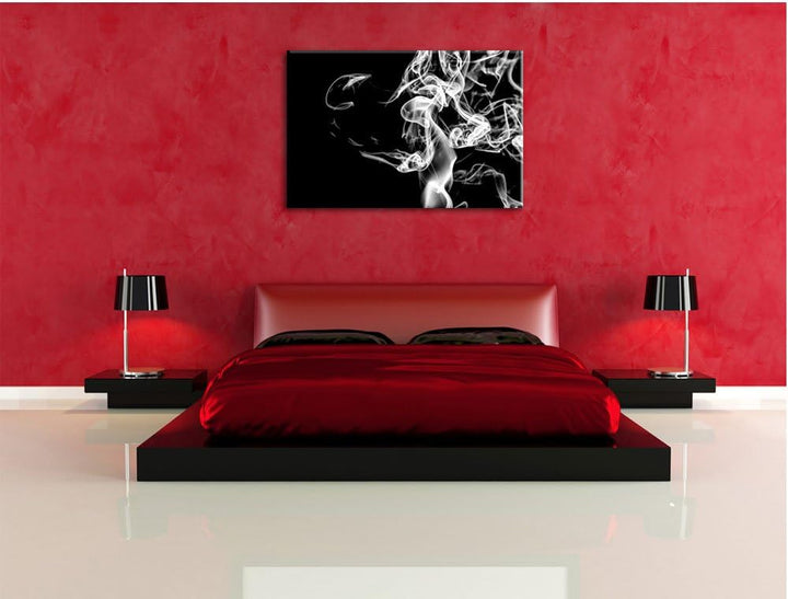 Pixxprint Monocrome, Dark Rauch in der Dunkelheit, Format: 100x70 auf Leinwand, 100x70