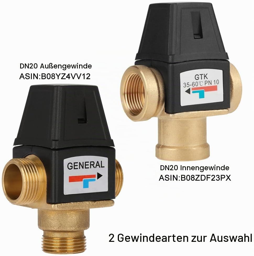 Thermostatisches Mischventil, Solar-Wassererhitzer 3-Wege DN20(G3/4) Aussengewinde Messing Kalt-/War
