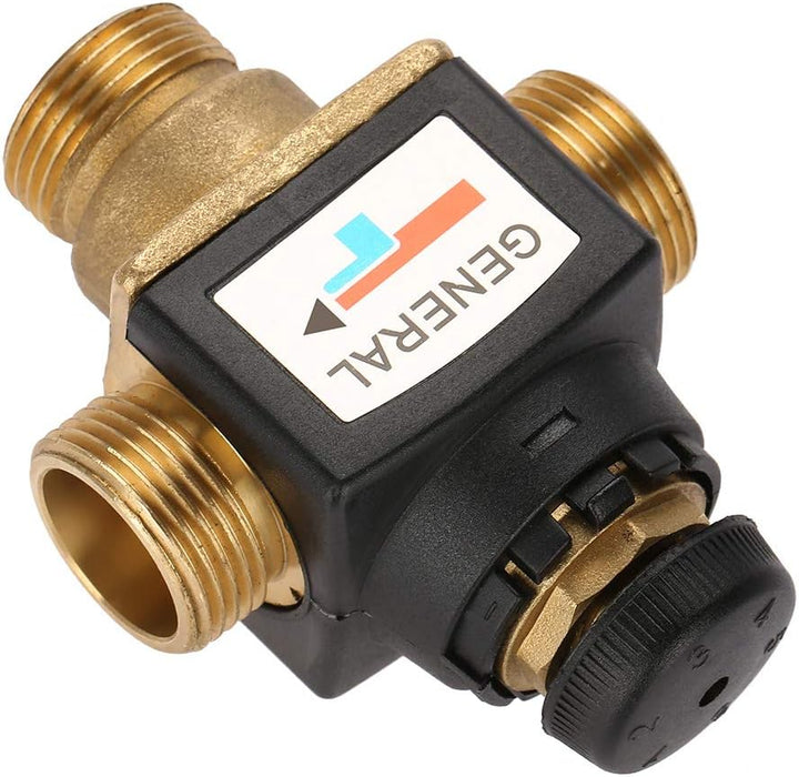 VIFERR 3-Wege-Thermostat-Mischventil DN20 Aussengewinde Messing-Thermostat-Mischventil für Solarwarm
