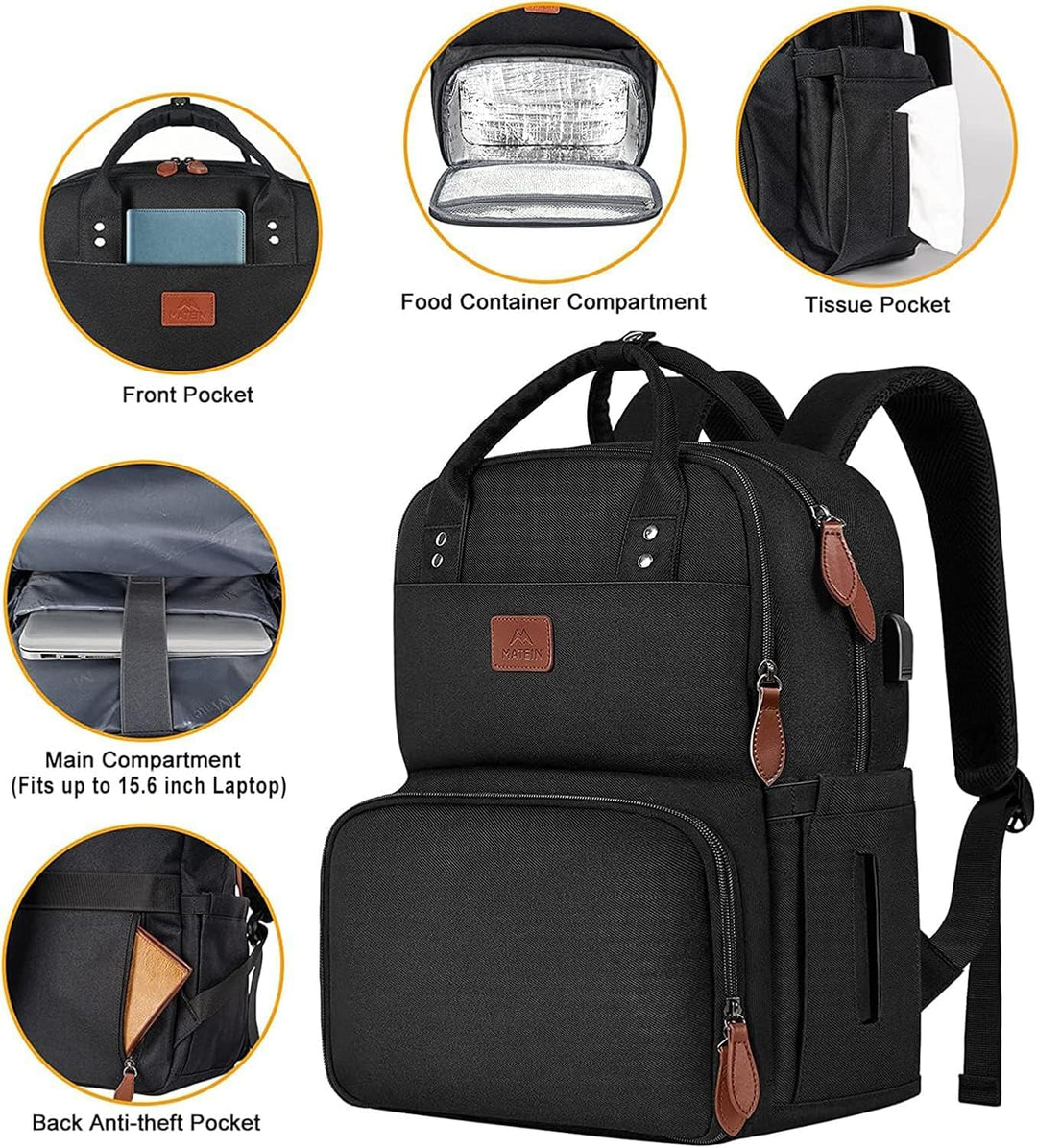 MATEIN Lunch Rucksack, Laptop Rucksack Herren 15,6 Zoll mit Isoliertes Kühlfach, Kühlrucksack mit US