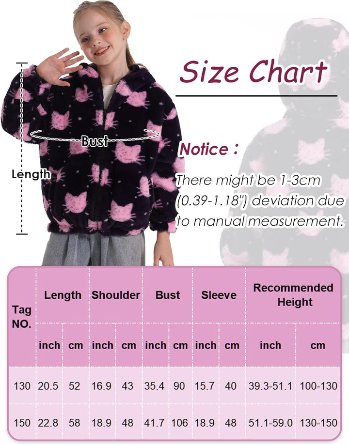 SEAUR Kuscheljacke Mädchen Flauschig Teddy-Fleece Hoodie Jacke Kinder Kuschelig Plüsch Supersoft Man