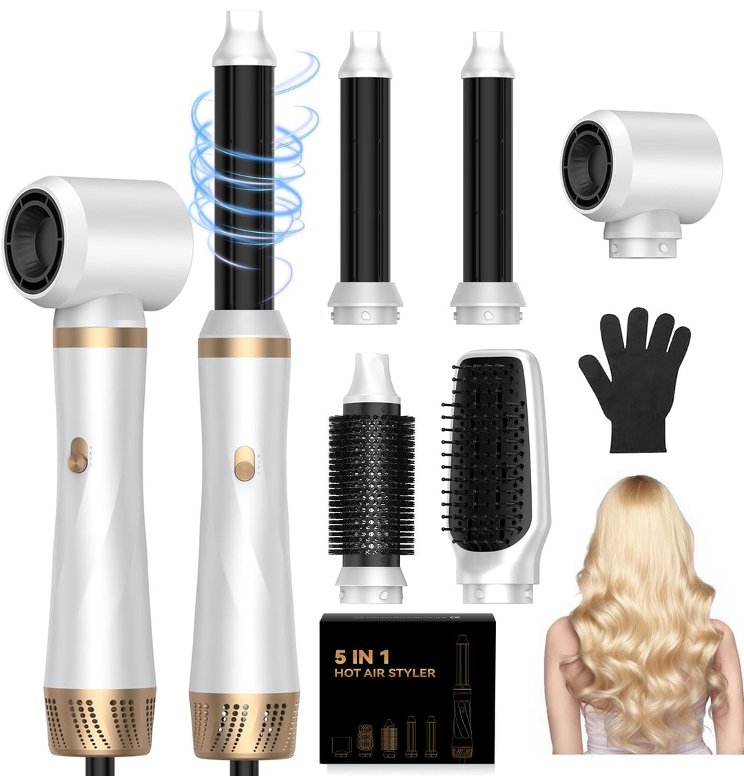 UMIGA Airstyler 5 IN 1 Hairstyler, 1000W Lockenstab Föhnbürste mit warmluftbürste，rundbürstenföhn, L