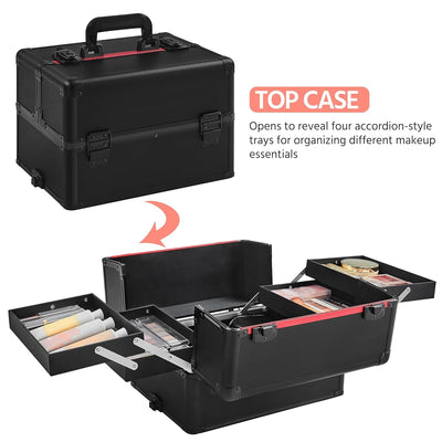 Yaheetech Alu Make-up Koffer Trolley 4-in-1 Kosmetikkoffer Beauty Case Transportkoffer 34 x 25,5 x 8