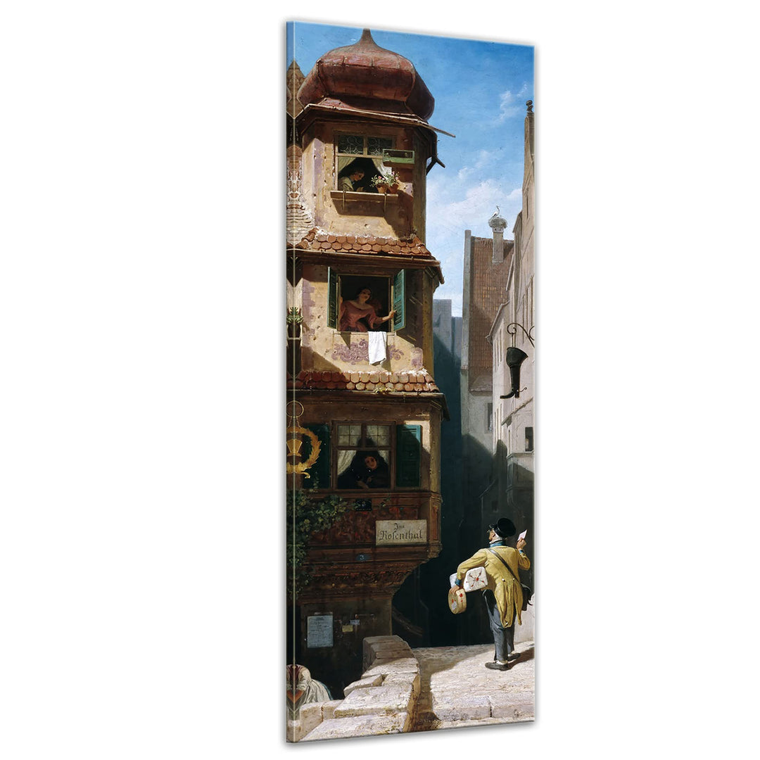 Bilderdepot24 Bild auf Leinwand | Carl Spitzweg Der Briefbote im Rosenthal in 30x90 cm als Wandbild