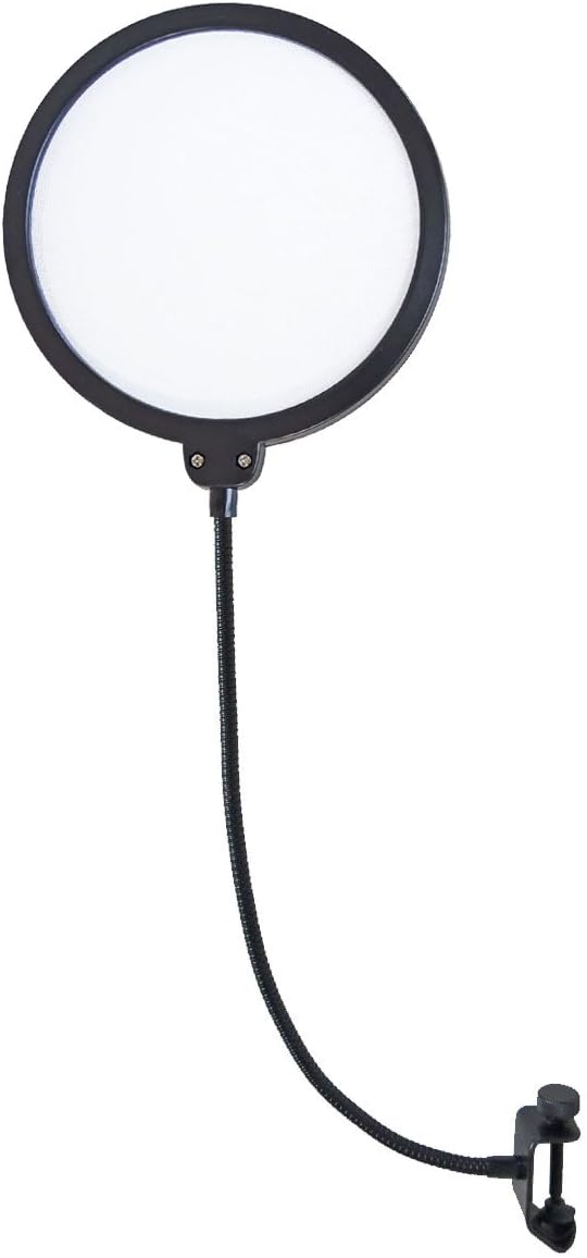 keepdrum Mikrofonständer mit Galgen Schwarz + Popschutz Popfilter Weiss