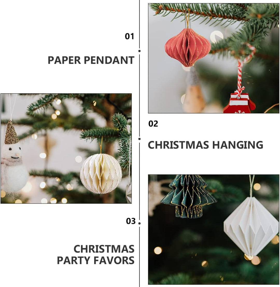 DOITOOL 9 Stücke Weihnachtsbaum Anhänger, Papier Waben Party Waben Kugeln, Baumschmuck Weihnachten,
