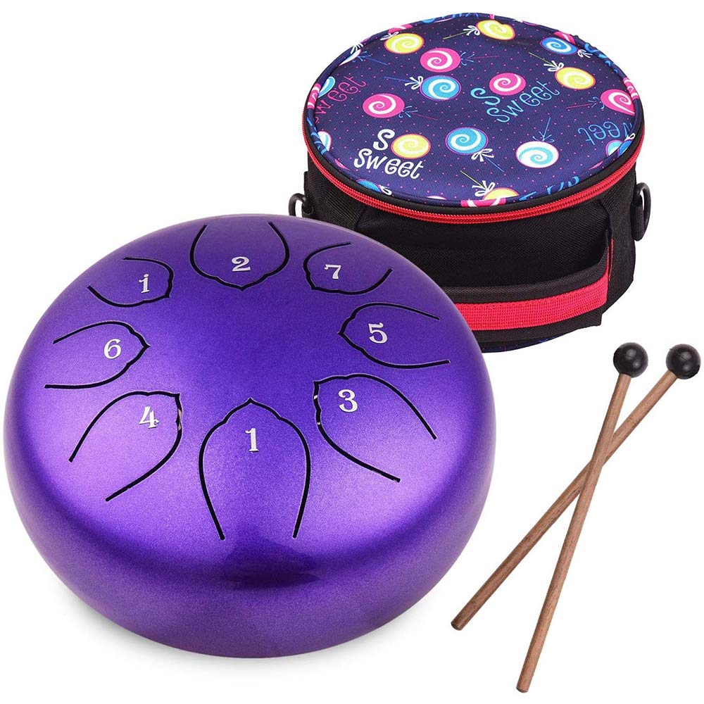 Steel Tongue Drum 6 Zoll 8 Noten C-Dur Zungentrommel Schlagzeug Anfänger, Steel Pan Töne Schlaginstr