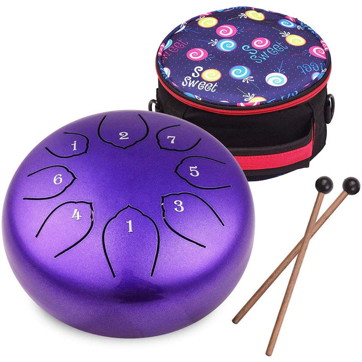 Steel Tongue Drum 6 Zoll 8 Noten C-Dur Zungentrommel Schlagzeug Anfänger, Steel Pan Töne Schlaginstr