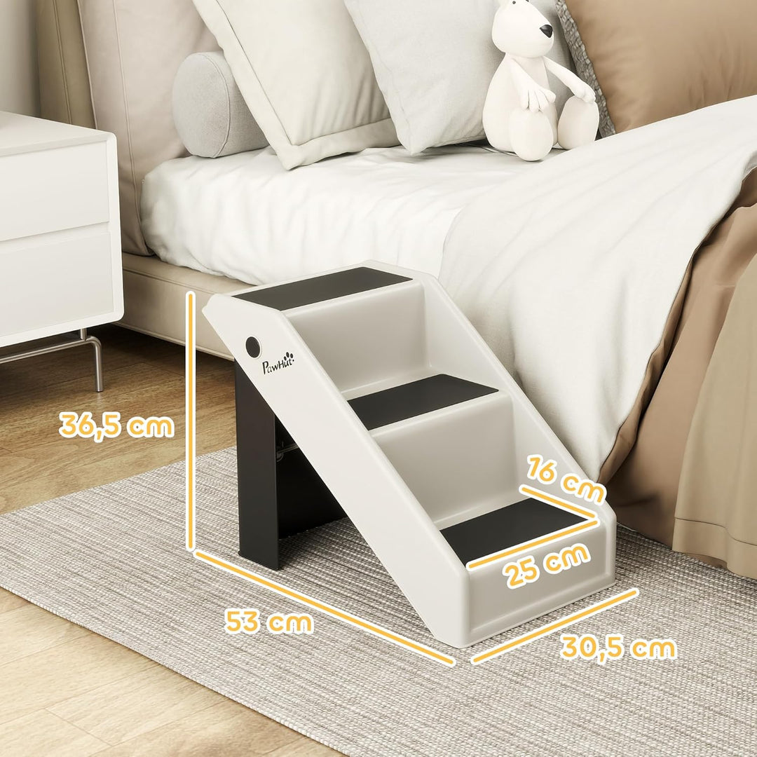 PawHut Hundetreppe 3 Stufen 36,5 cm Hoch Haustiertreppe für Kleine Hunde klappbar Katzentreppe Hunde