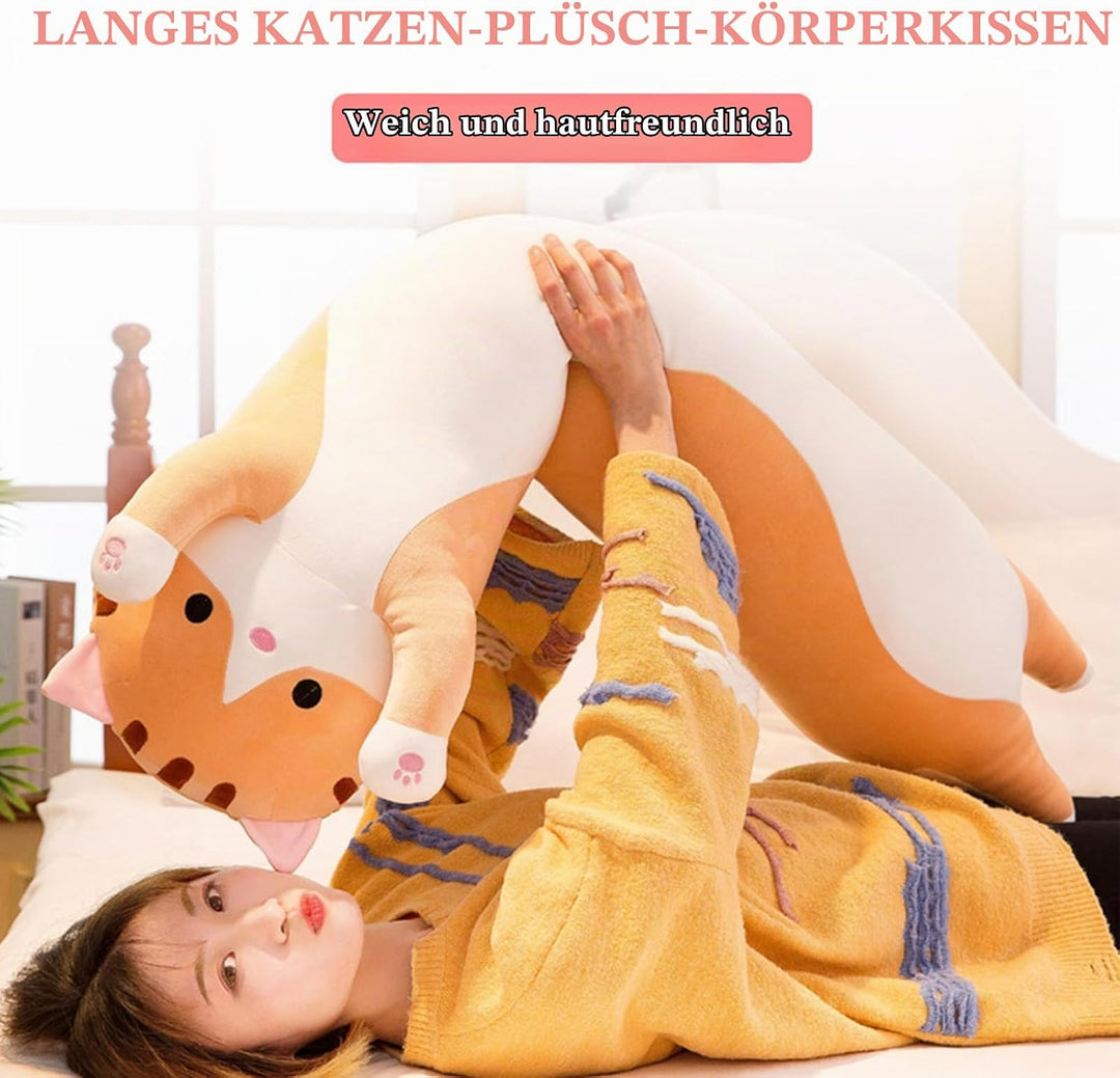 Aiuidun Lange Katze Kuscheltier Stofftiere Katzen Plüsch Kisse Süsse Kätzchen Plüschtier Schlafkisse