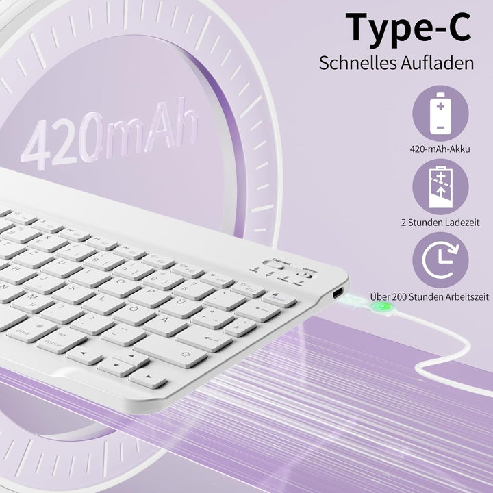 GKABXY Hülle mit Tastatur für iPad A16 11 Generation 2025/10 Generation 2022(11/10.9 Zoll), Soft TPU