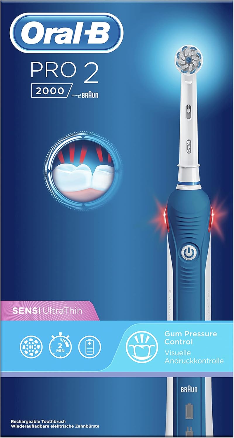 Oral-B PRO 2 2000 Elektrische Zahnbürste/Electric Toothbrush mit visueller Andruckkontrolle für extr