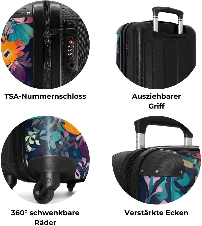 NoBoringSuitcases.com® Koffer Handgepäck Trolley Rollkoffer Kleine Reisekoffer mit 4 Rollen - Bunt -