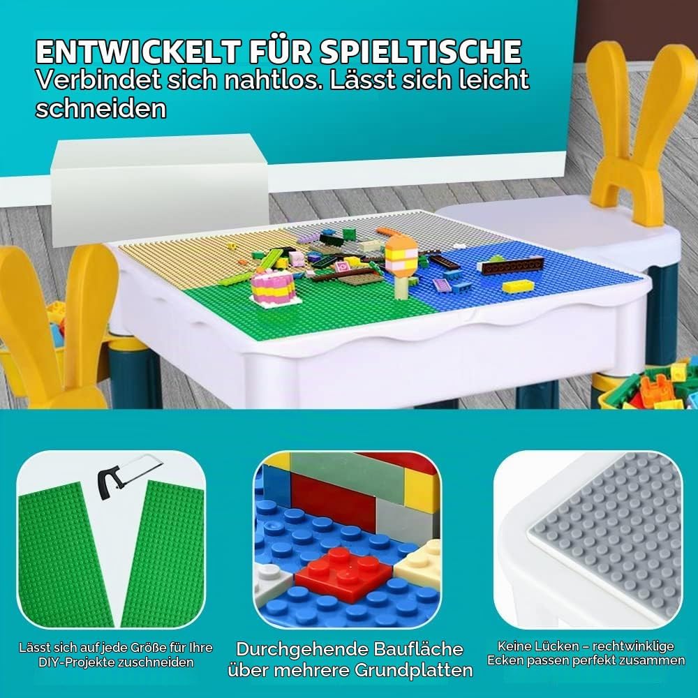 Lekebaby 16 Platten Set Bauplatte Kompatibel mit Meisten Marken, 25 * 25cm, Grüne Blaue Graue Sand G