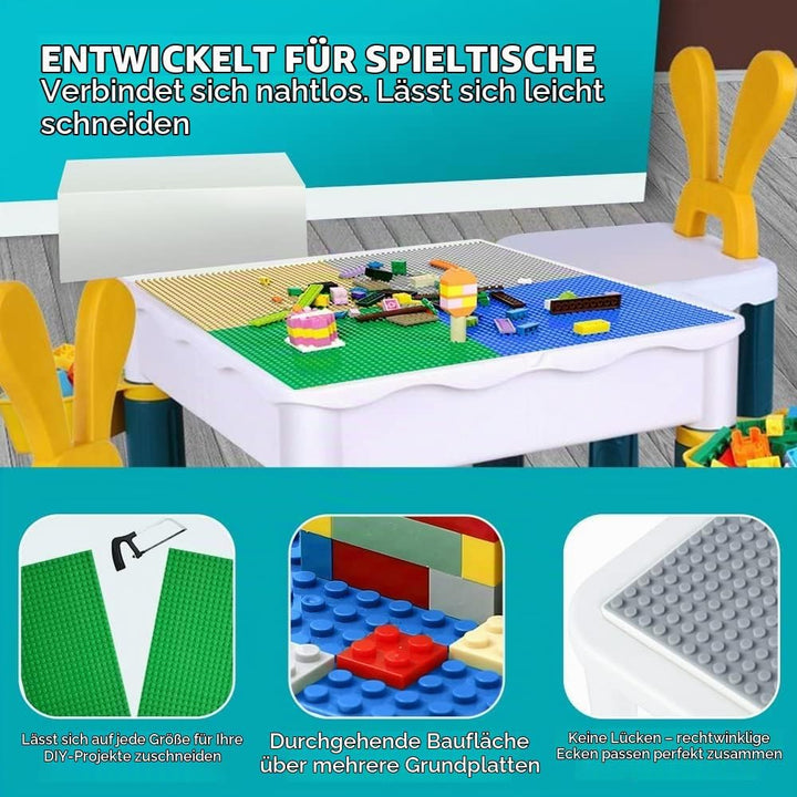 Lekebaby 16 Platten Set Bauplatte Kompatibel mit Meisten Marken, 25 * 25cm, Grüne Blaue Graue Sand G