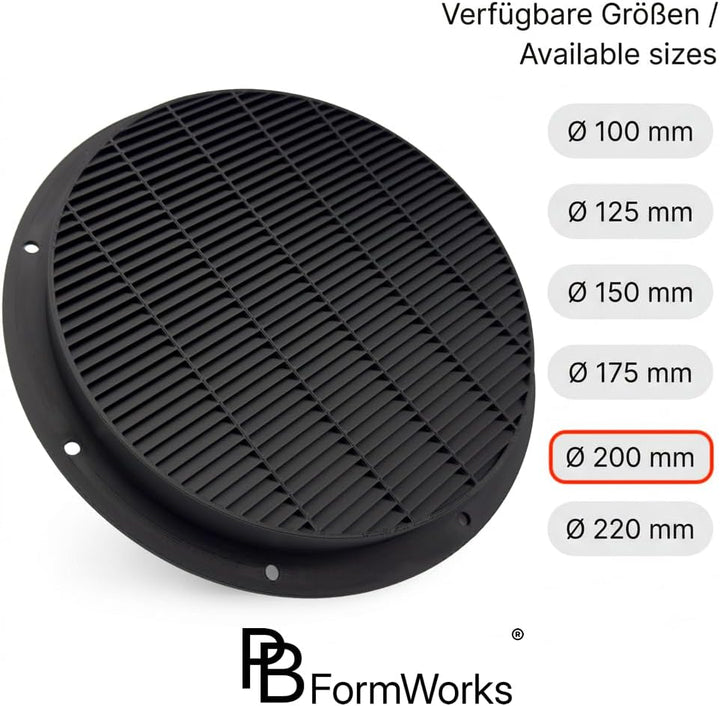 Lichtfalle 200mm Gen 2 lichtdichtes Zuluftgitter für Growbox & Growzelt | Für 200mm Systeme · Schwar
