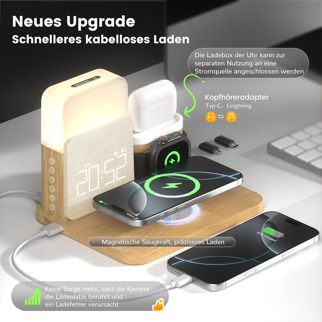 COLSUR 5 in 1 Ladestation für Apple Watch iPhone Airpods,15W Schnell Wireless Charger für iPhone 17/