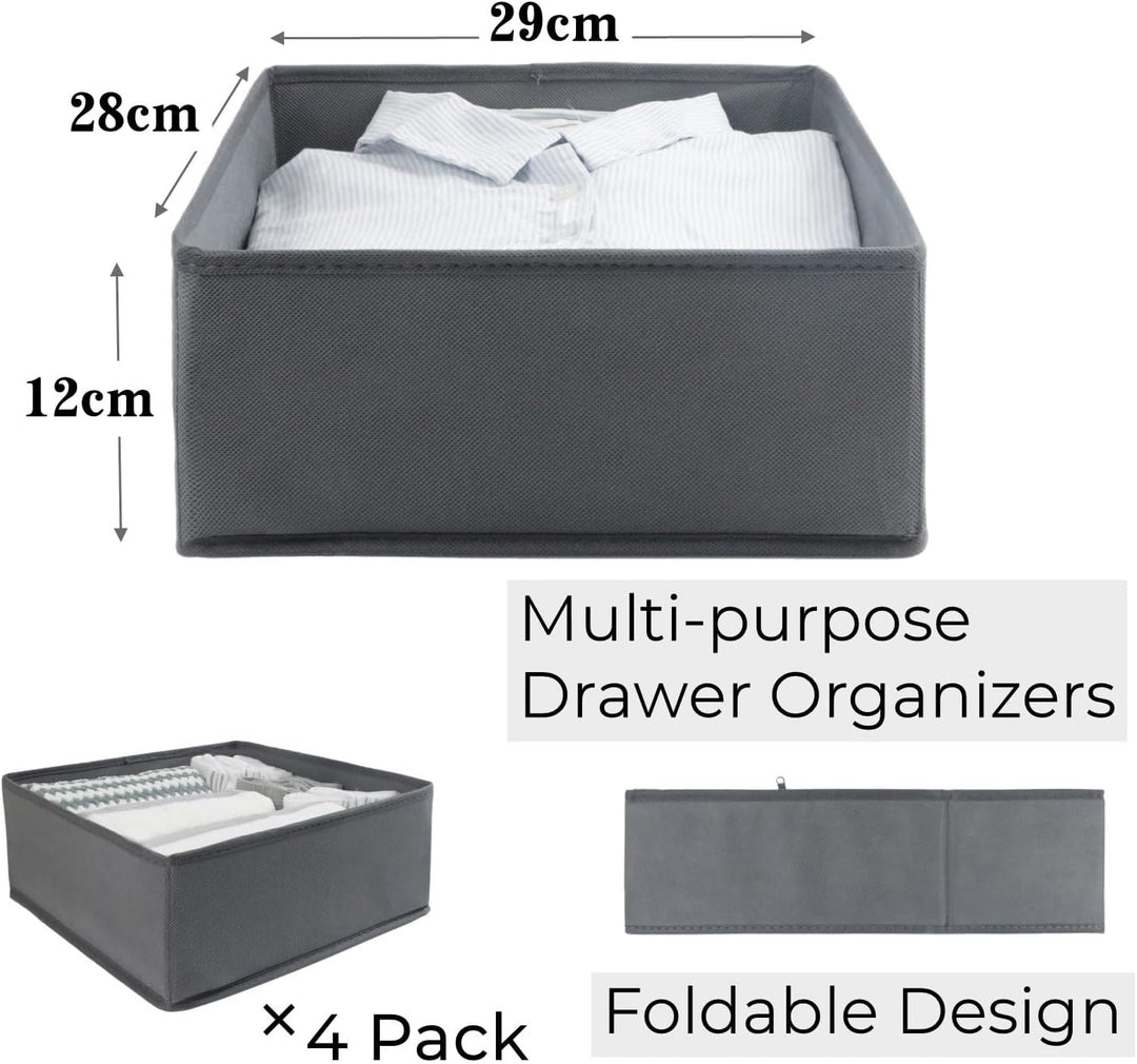 Lucoridy 4 Stück Kleiderschrank Organizer Schubladen Ordnungssystem Faltbare Stoff Aufbewahrungsbox