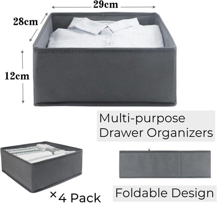 Lucoridy 4 Stück Kleiderschrank Organizer Schubladen Ordnungssystem Faltbare Stoff Aufbewahrungsbox