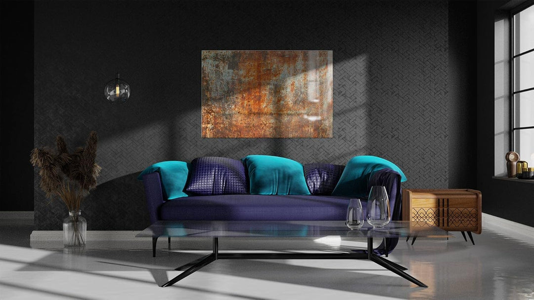ALLboards Glas Magnettafel Rost Korrosion Gitter Ablagerung Rostfarbe 60x40cm Glasbild Memoboard aus