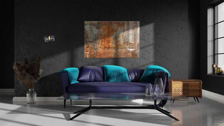 ALLboards Glas Magnettafel Rost Korrosion Gitter Ablagerung Rostfarbe 60x40cm Glasbild Memoboard aus