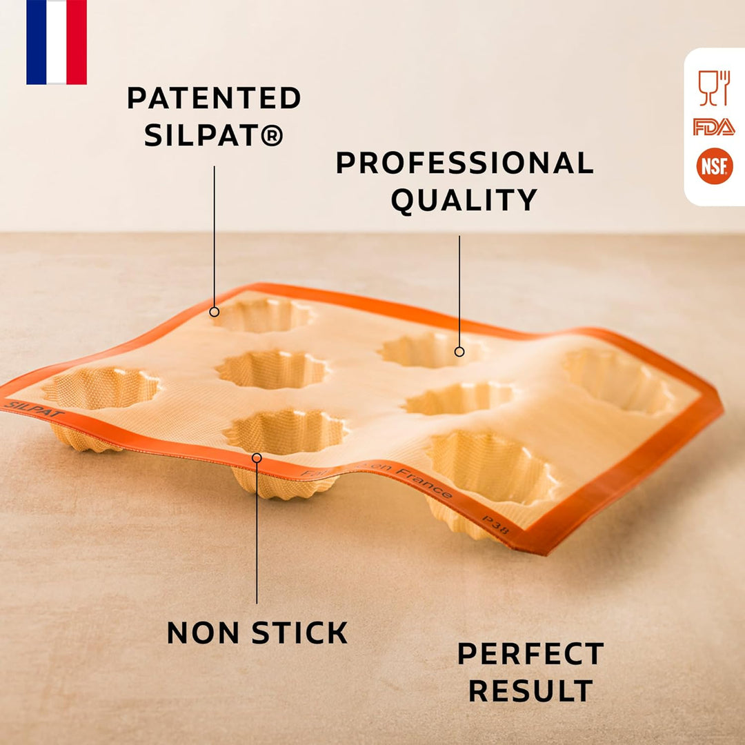 Silpat ES-02462-99 Perfect Fluted Cake Mold Geriffelter Mini-Kuchen, Silikon, farblos