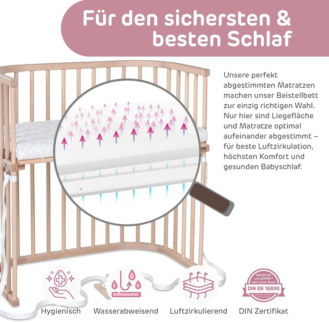 babybay Boxspring Beistellbett aus massivem Buchenholz / kompakt & verwandelbar / Kinderbett Höhe st