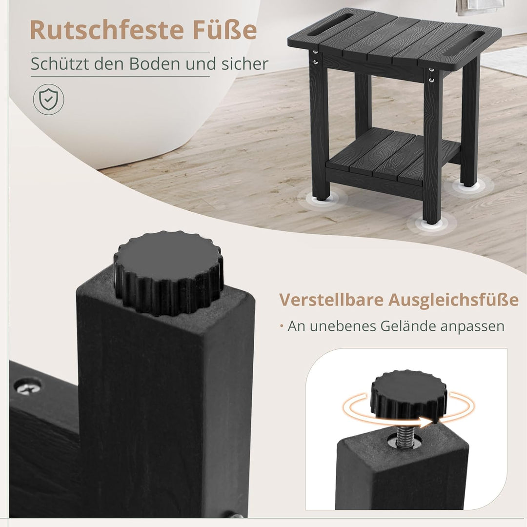 LUE BONA HDPS Duschbänke, Duschhocker zum Rasieren der Beine mit Ablage, wasserdichter Badstuhlsitz