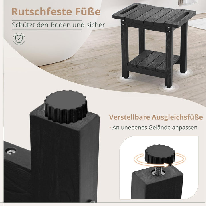 LUE BONA HDPS Duschbänke, Duschhocker zum Rasieren der Beine mit Ablage, wasserdichter Badstuhlsitz
