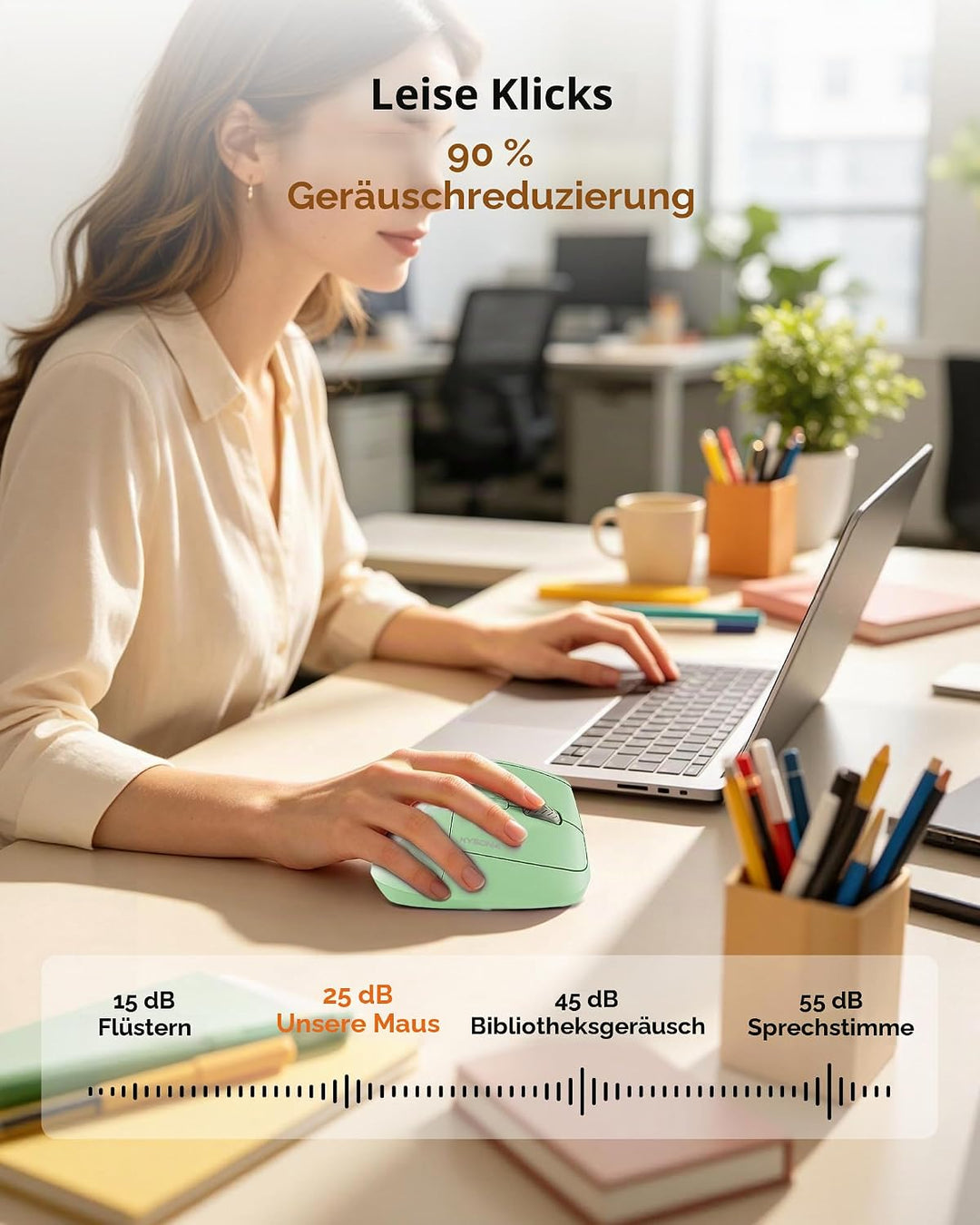 KYSONA Vertikale Ergonomische Maus 57°, Kabellos Bluetooth &amp; 2,4 GHz, 5 DPI-Stufen, Leise Klicks, Ha