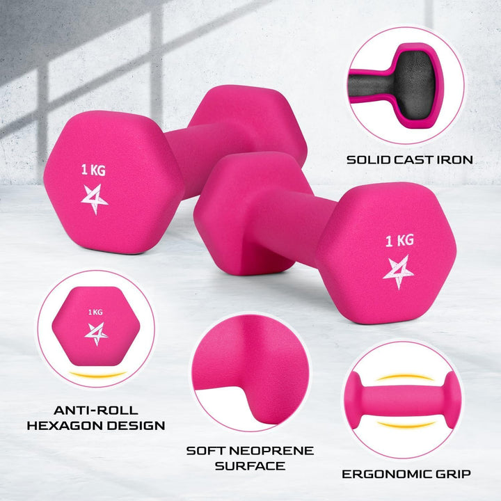 Yes4All Neopren Hanteln Set Gewichte, 2er-Sets, 1kg, 1.5kg, 2kg, 3kg, 4kg, 5kg, Dumbbells Set für Kr
